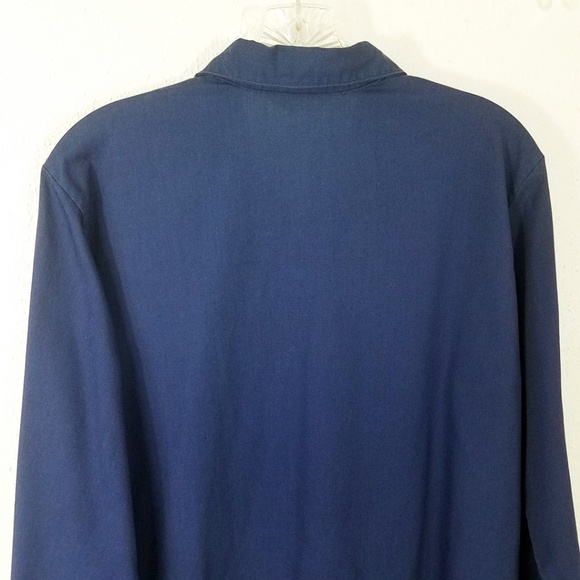 Plus Size Dark Blue Button Down Women's Shirt - Picture 6 of 8